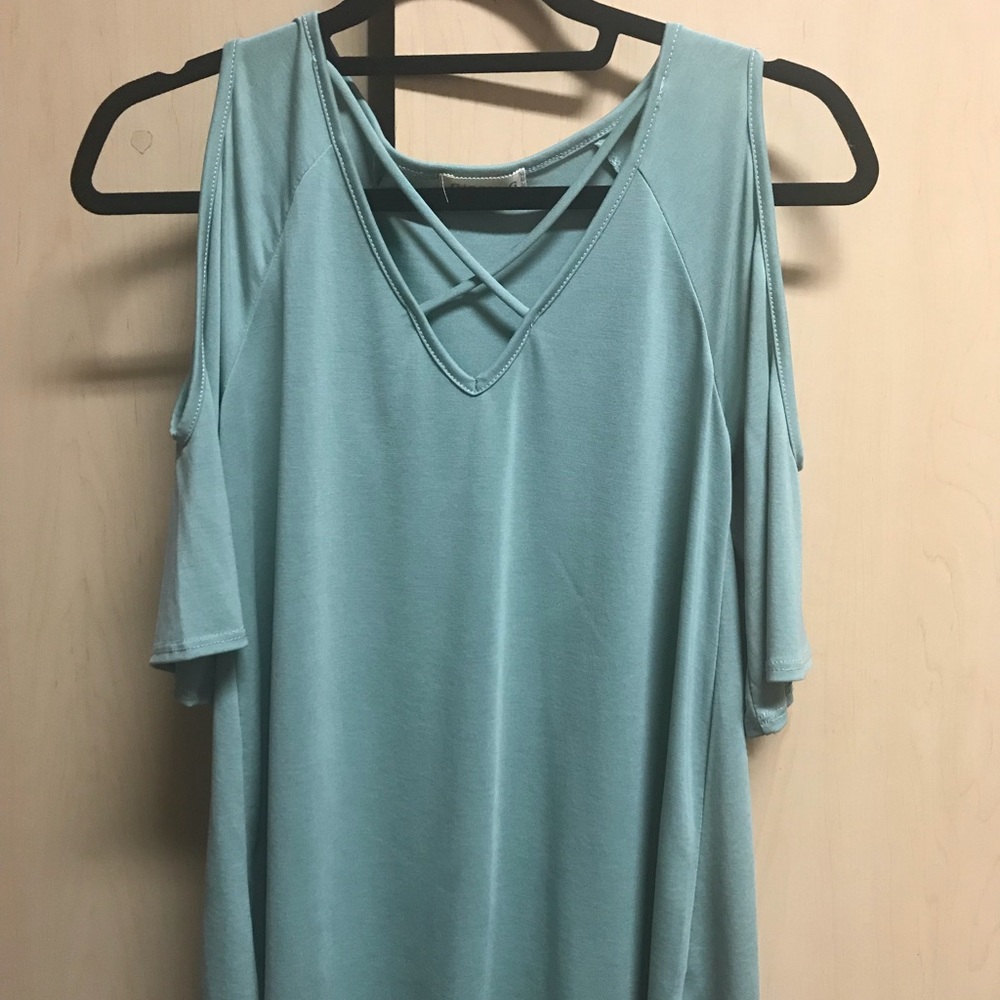 Mint green cut-out shirt